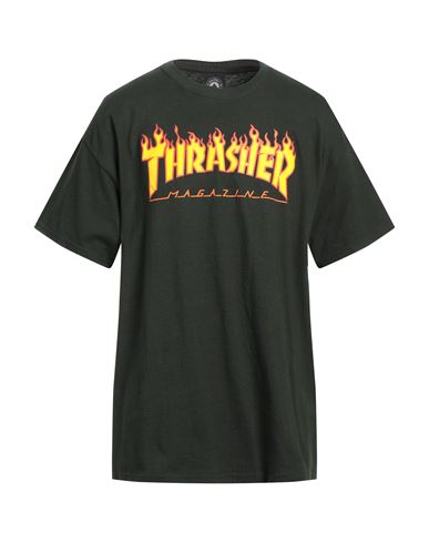 Thrasher Man T-shirt Dark Green Size Xl Cotton