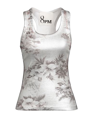 8PM 8PM WOMAN TANK TOP SILVER SIZE S COTTON, ELASTANE 