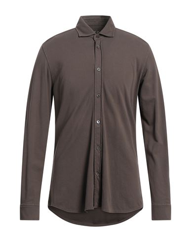 Circolo 1901 Man Shirt Dark Brown Size Xl Cotton, Elastane