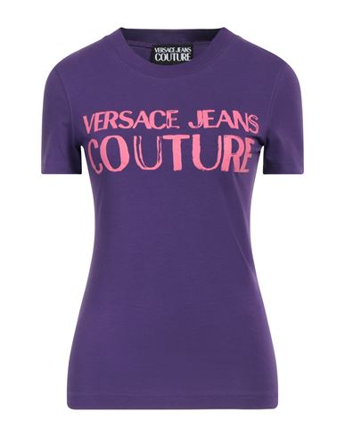 Versace Jeans Couture Woman T-shirt Purple Size M Cotton, Elastane