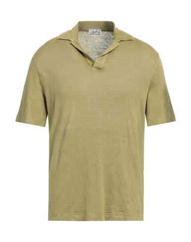 S. Moritz Man Polo Shirt Military Green Size 42 Linen, Elastane