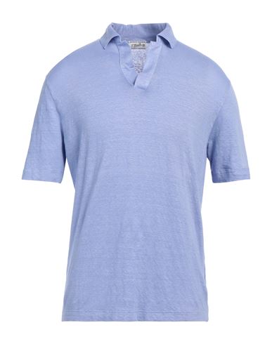 S. Moritz Man Polo Shirt Pastel Blue Size 42 Linen, Elastane