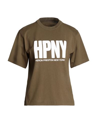 Heron Preston Woman T-shirt Military Green Size L Cotton
