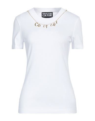Versace Jeans Couture Woman T-shirt White Size M Cotton, Elastane