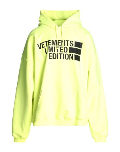Vetements Man Sweatshirt Acid Green Size Xl Cotton, Polyester