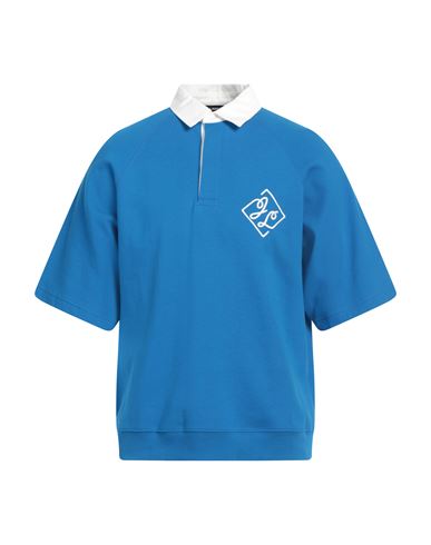Shop J. Lindeberg Man Sweatshirt Azure Size Xl Cotton In Blue