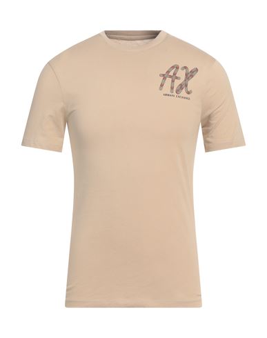 Armani Exchange Man T-shirt Beige Size Xs Cotton In Gold
