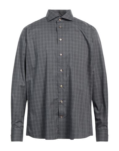 Eton Man Shirt Lead Size 15 Cotton In Grey