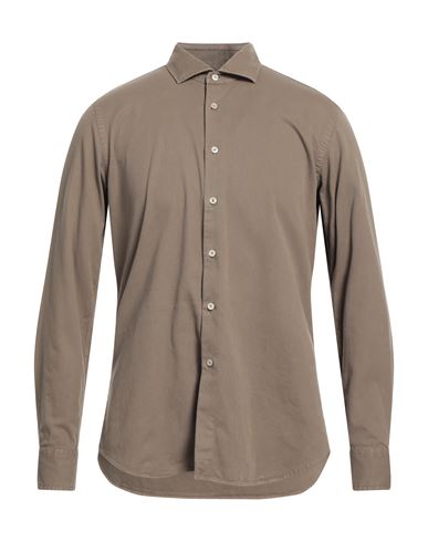 Xacus Man Shirt Khaki Size 16 Cotton In Beige