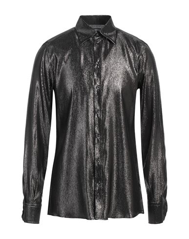 Dolce & Gabbana Man Shirt Lead Size 14 ½ Silk, Polyester In Grey