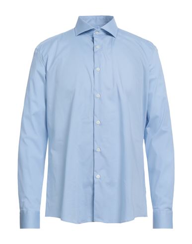 Grey Daniele Alessandrini Man Shirt Light Blue Size 15 Cotton, Elastane