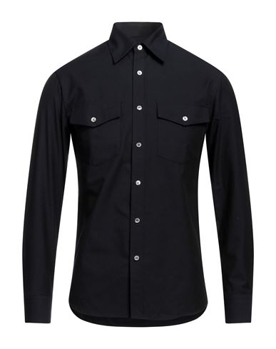 Dunhill Man Shirt Black Size S Wool, Cotton