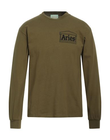 Shop Aries Man T-shirt Military Green Size S Cotton