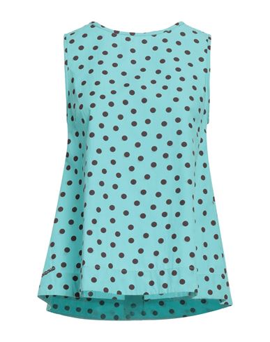 Ottod'ame Woman Top Turquoise Size 4 Cotton In Blue