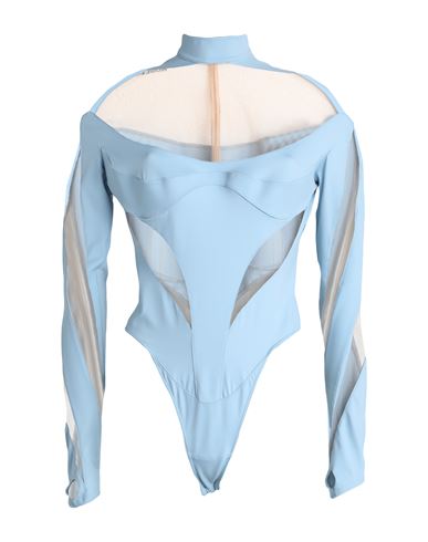 Shop Mugler Woman Bodysuit Light Blue Size 8 Polyamide, Elastane