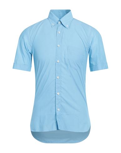Shop Dunhill Man Shirt Azure Size S Cotton In Blue