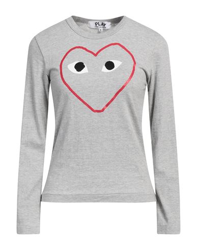 Shop Comme Des Garçons Play Woman T-shirt Light Grey Size S Cotton