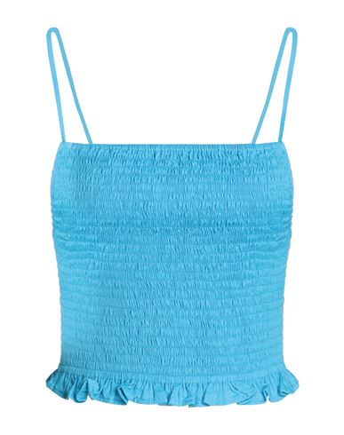 Faithfull The Brand Woman Top Turquoise Size 4 Cotton In Blue
