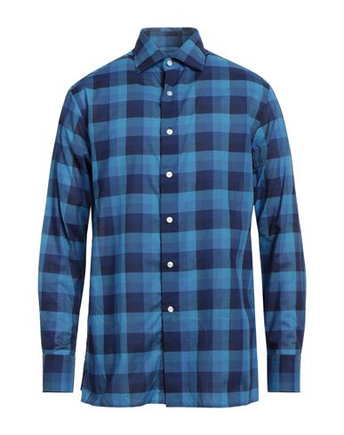 Dunhill Man Shirt Blue Size 3xl Cotton