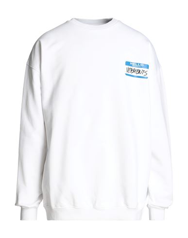 Vetements Man Sweatshirt White Size L Cotton, Polyester
