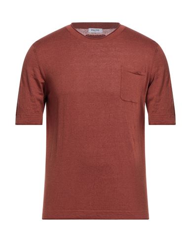Paltò Man T-shirt Rust Size L Linen, Cotton In Red
