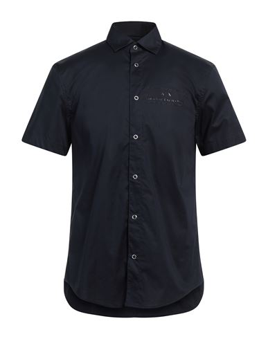 Armani Exchange Man Shirt Midnight Blue Size Xs Cotton, Elastane
