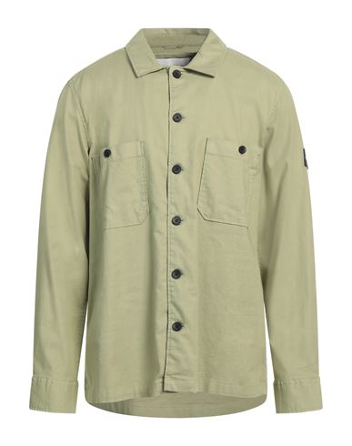 Calvin Klein Man Shirt Sage Green Size L Cotton, Linen, Elastane