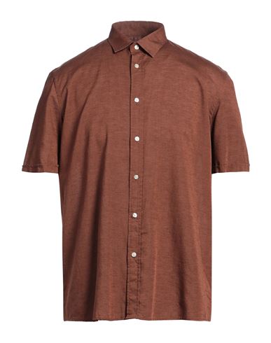 Liu •jo Man Man Shirt Brown Size Xl Lyocell, Linen, Cotton