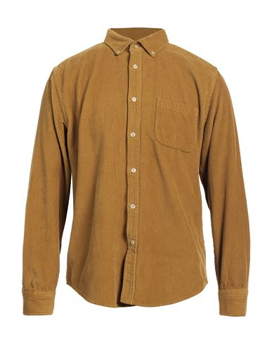 Portuguese Flannel Man Shirt Ocher Size L Cotton In Orange