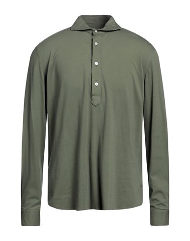 Camiceria Vincenzo Di Ruggiero Man Shirt Military Green Size S Cotton, Elastane