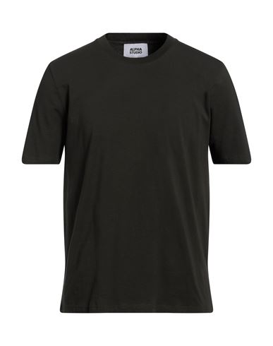 Alpha Studio Man T-shirt Military Green Size 40 Cotton, Elastane In Green