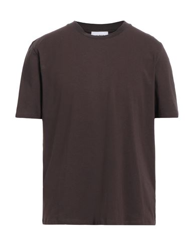 Alpha Studio Man T-shirt Dark Brown Size 44 Cotton, Elastane In Burgundy
