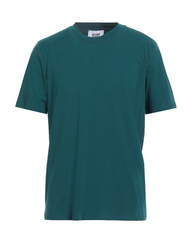 Alpha Studio Man T-shirt Deep Teal Size 44 Cotton, Elastane In Green
