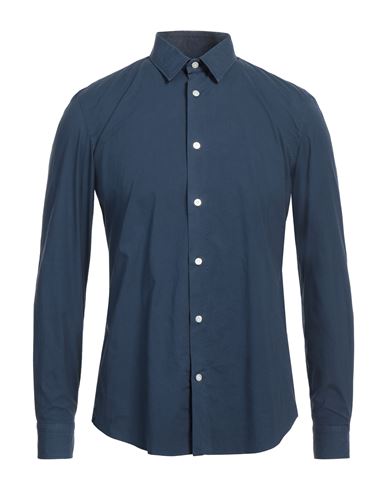 Camiceria Vincenzo Di Ruggiero Man Shirt Navy Blue Size L Cotton, Elastane