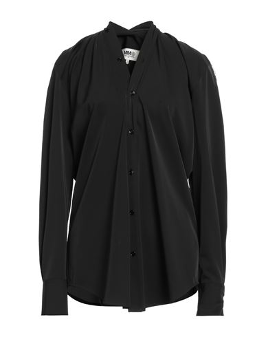 Mm6 Maison Margiela Woman Shirt Black Size 4 Polyester, Elastane