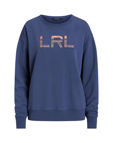 Lauren Ralph Lauren Logo French Terry Pullover Woman Sweatshirt Blue Size Xl Cotton