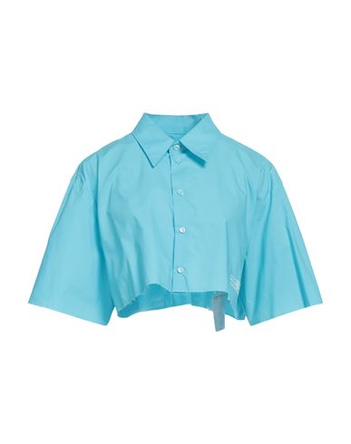 Mm6 Maison Margiela Woman Shirt Azure Size 8 Cotton In Blue
