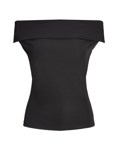 Lauren Ralph Lauren Stretch Jersey Off-the-shoulder Tee Woman Top Black Size Xl Polyester, Elastane