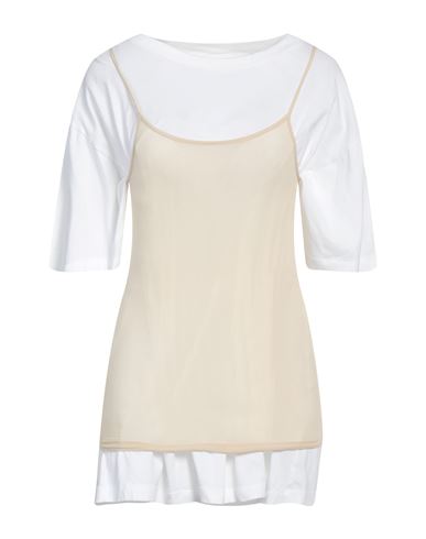 Mm6 Maison Margiela Woman T-shirt White Size L Cotton, Elastane, Polyamide