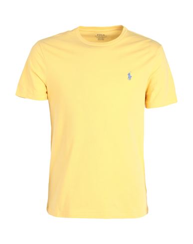 Shop Polo Ralph Lauren Custom Slim Fit Jersey Crewneck T-shirt Man T-shirt Yellow Size L Cotton