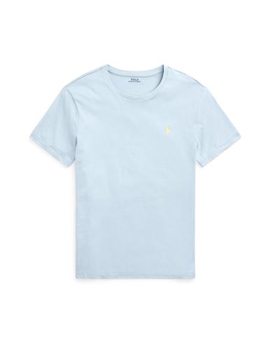 Polo Ralph Lauren Custom Slim Fit Jersey Crewneck T-shirt Man T-shirt Sky Blue Size Xxl Cotton