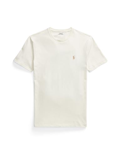 Polo Ralph Lauren Custom Slim Fit Jersey Crewneck T-shirt Man T-shirt Off White Size Xxl Cotton