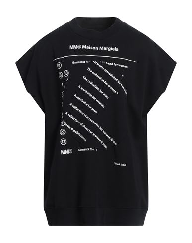 Mm6 Maison Margiela Man Sweatshirt Black Size S Cotton, Elastane