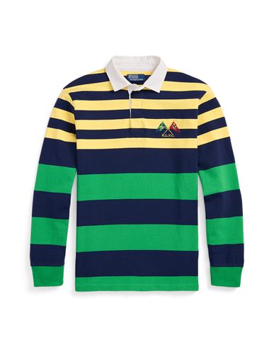 Polo Ralph Lauren Classic Fit Striped Jersey Rugby Shirt Man Polo Shirt Navy Blue Size L Cotton