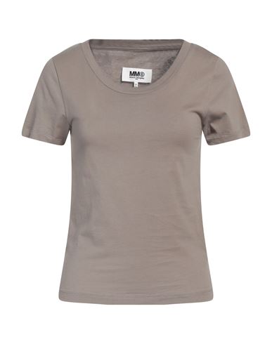 Mm6 Maison Margiela Woman T-shirt Khaki Size L Cotton In Beige