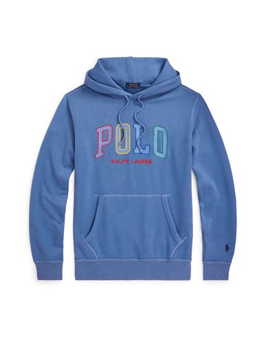 Polo Ralph Lauren The Rl Fleece Logo Hoodie Man Sweatshirt Pastel Blue Size M Cotton, Polyester
