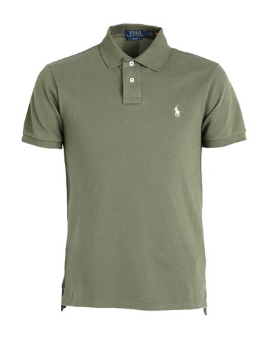 Polo Ralph Lauren Slim Fit Mesh Polo Shirt Man Polo Shirt Military Green Size Xxl Cotton