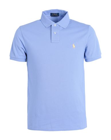 Shop Polo Ralph Lauren Slim Fit Mesh Polo Shirt Man Polo Shirt Light Blue Size L Cotton