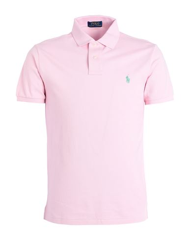 Shop Polo Ralph Lauren Slim Fit Mesh Polo Shirt Man Polo Shirt Light Pink Size L Cotton