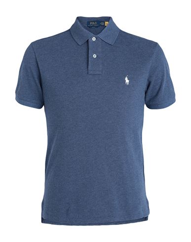 Polo Ralph Lauren Slim Fit Mesh Polo Shirt Man Polo Shirt Slate Blue Size Xxl Cotton